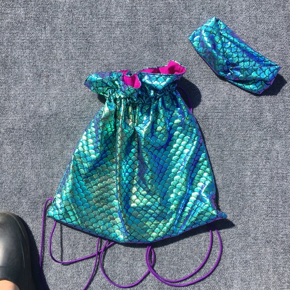 Handmade Iridescent Mermaid Drawstring Bag - Picture 2 of 10